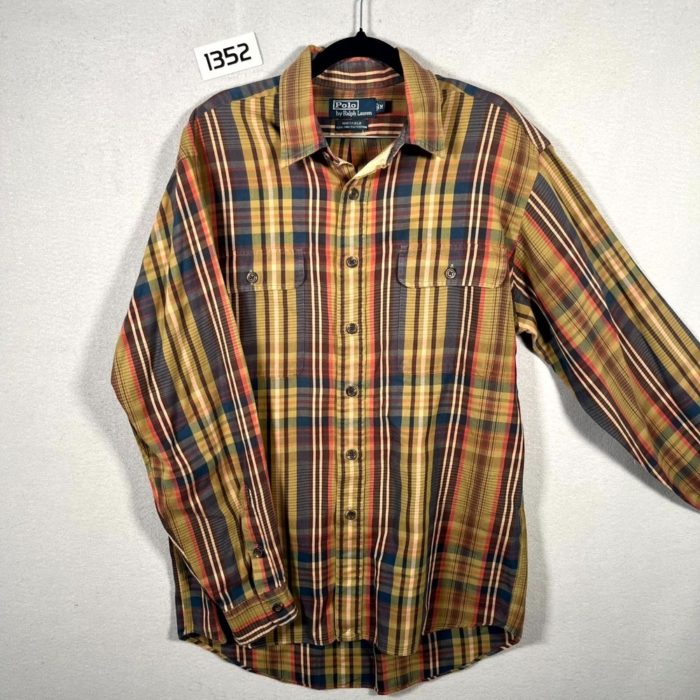 Polo Ralph Lauren Whitfield Shirt Mens Medium Multicolor Cotton Button Down‎
